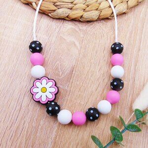 Little Girls Silicone Flower Beaded Necklace - Birthday Gift - NEW!